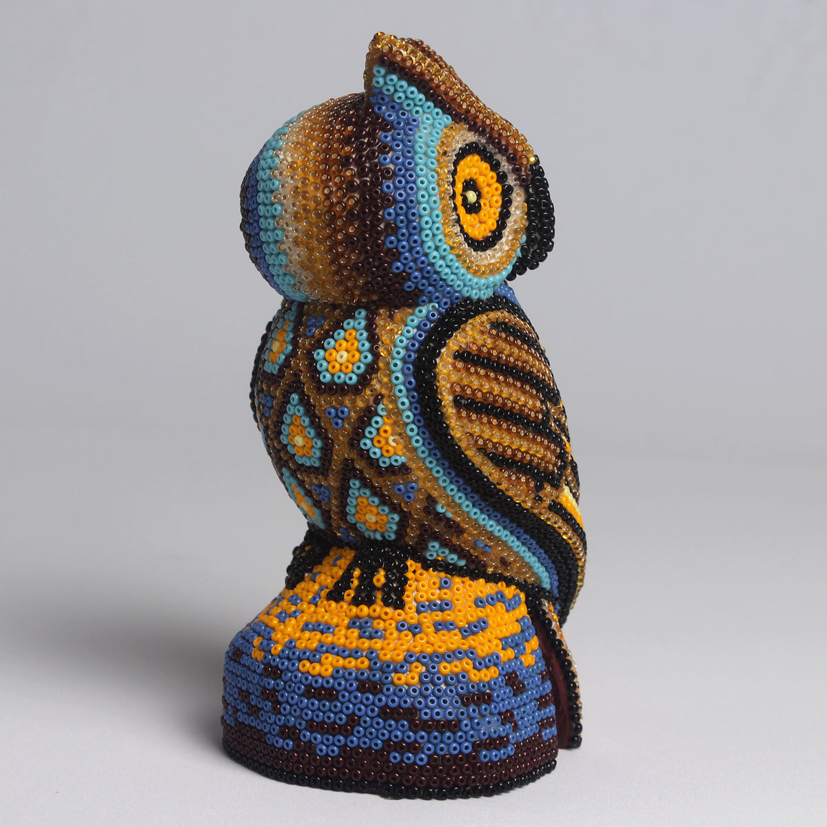Escultura de Búho 14 cm - Tonos Azul y Marrón