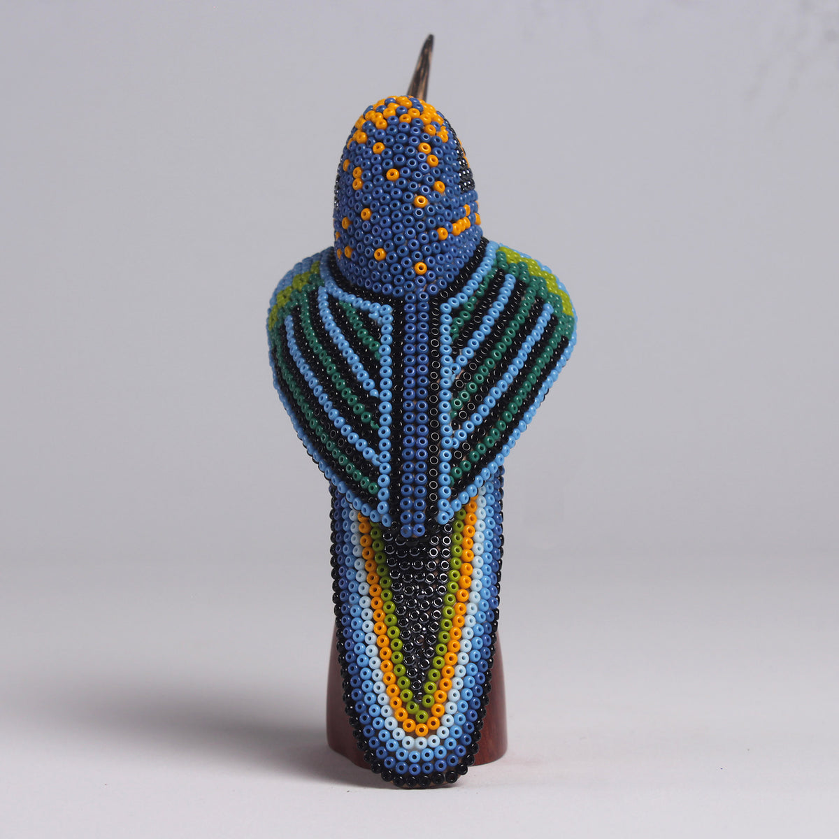 Escultura de Colibrí 14 cm – Azul Rey y Amarillo