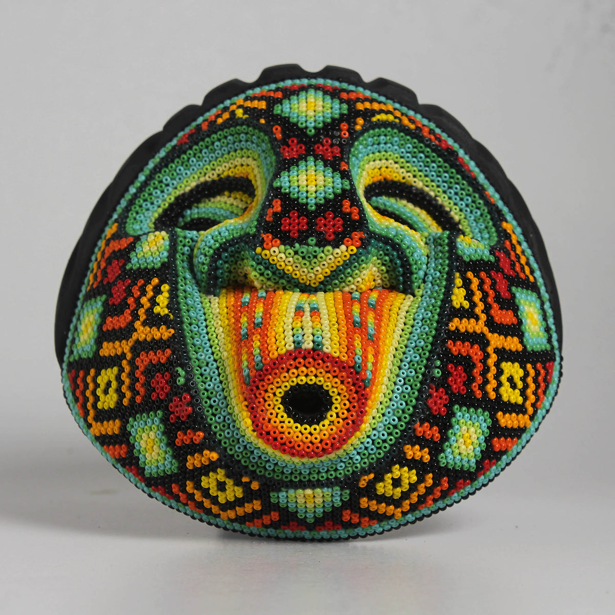 Máscara Silbando – Redonda 15 cm, Verde y Amarillo