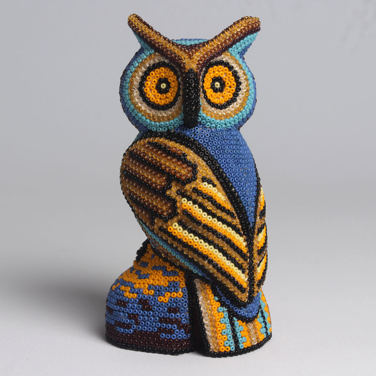 Escultura de Búho 14 cm - Tonos Azul y Marrón