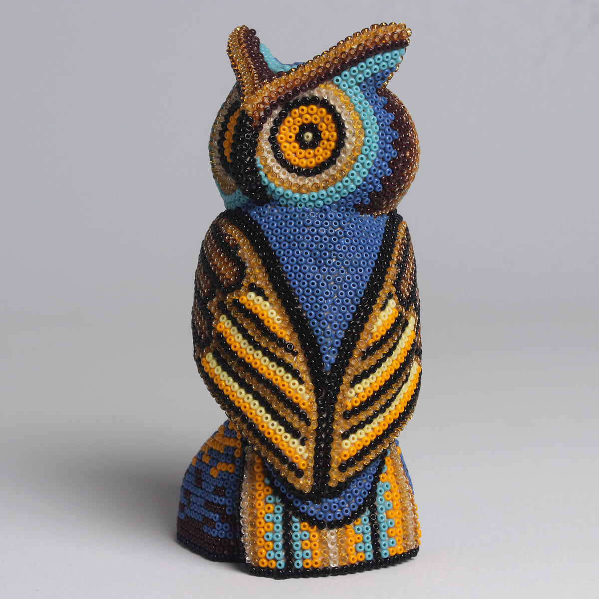 Escultura de Búho 14 cm - Tonos Azul y Marrón