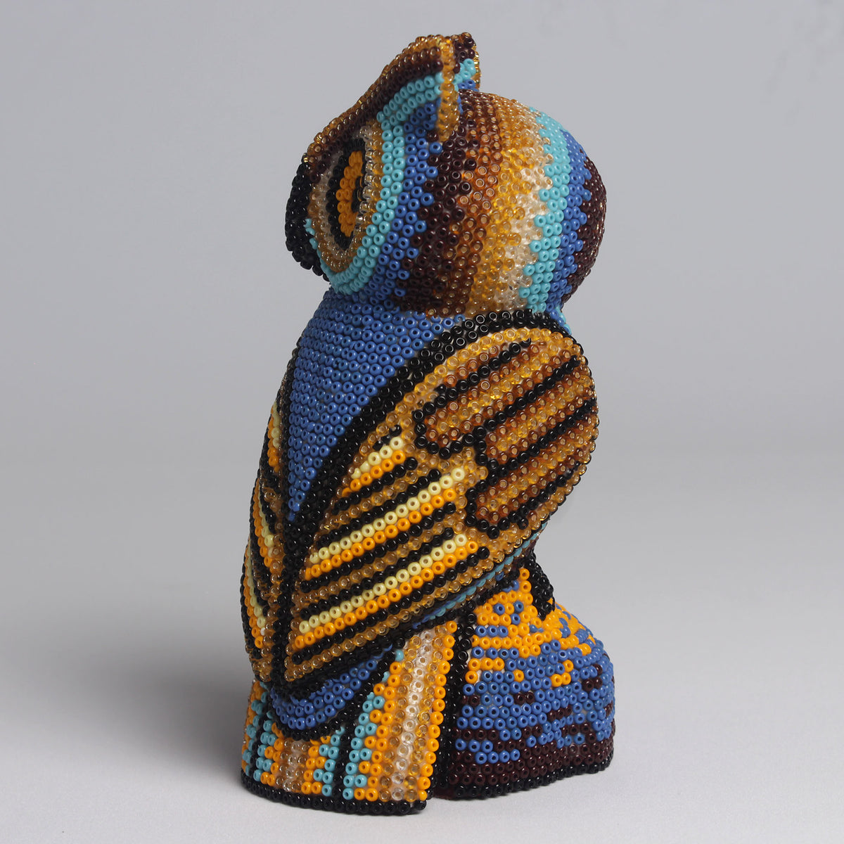 Escultura de Búho 14 cm - Tonos Azul y Marrón