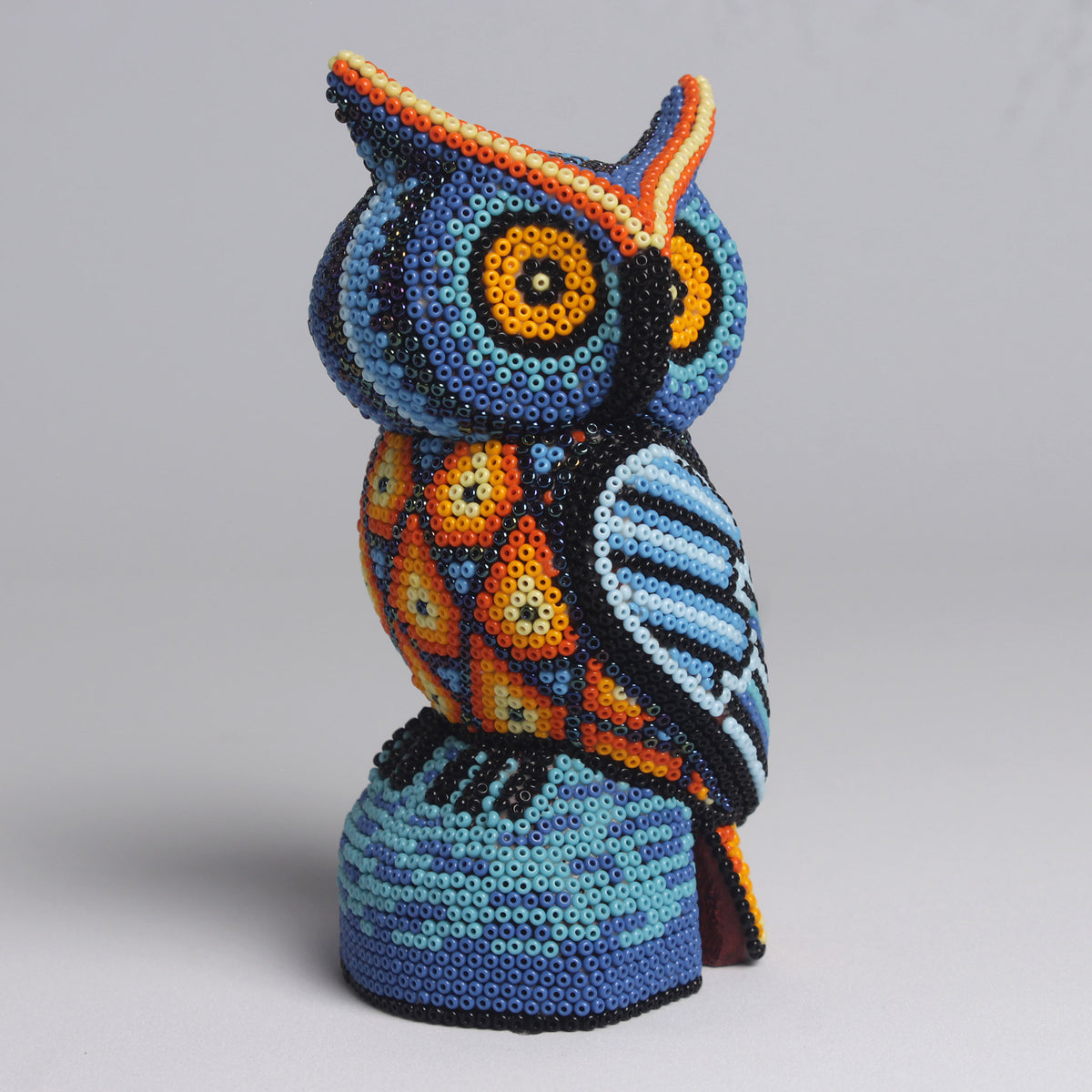Escultura de Búho 14 cm - Tonos Azul  y Naranja