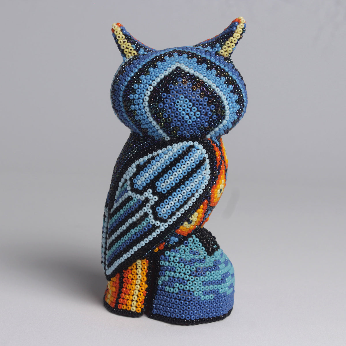 Escultura de Búho 14 cm - Tonos Azul  y Naranja