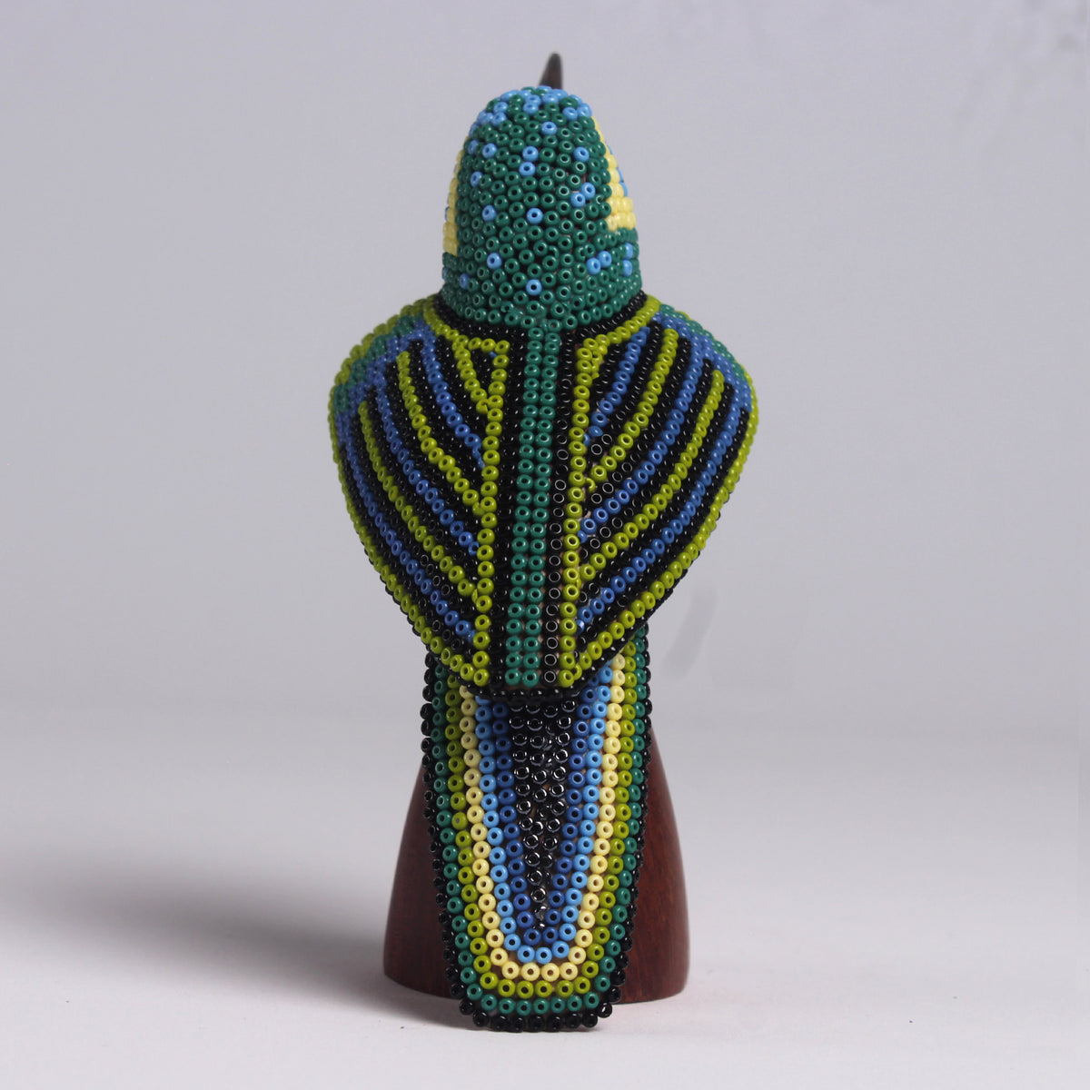 Escultura de Colibrí 13 cm – Verde Oliva y Naranja