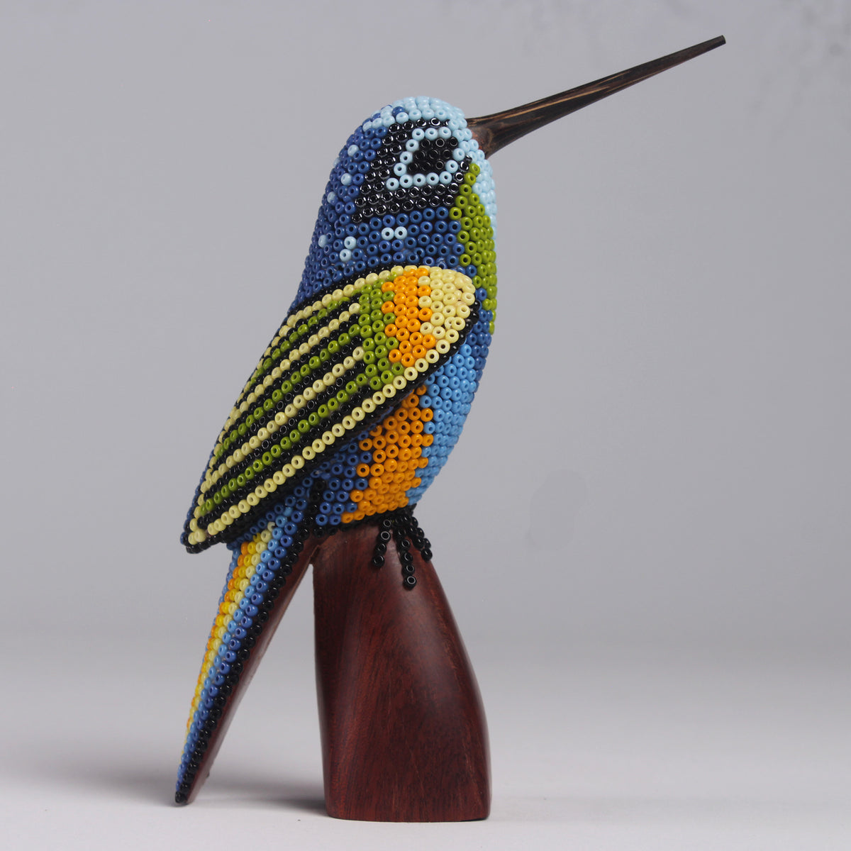 Escultura de Colibrí 14 cm – Celeste y Azul
