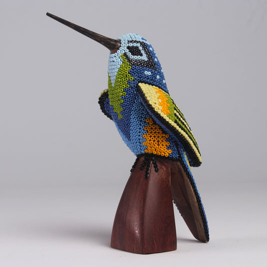 Escultura de Colibrí 14 cm – Celeste y Azul