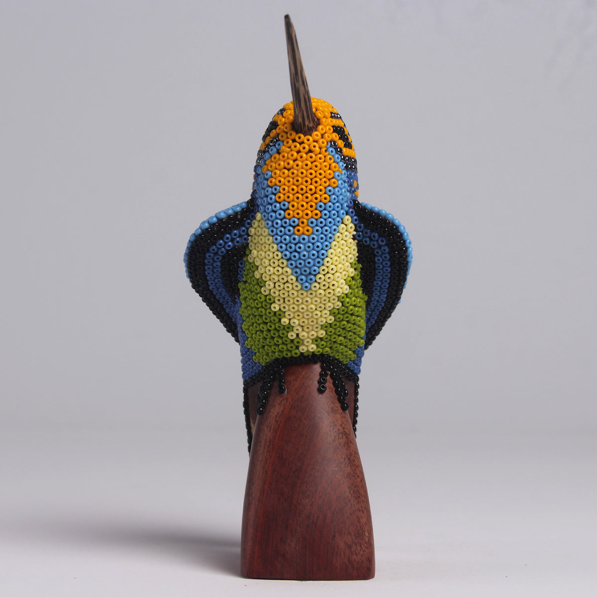 Escultura de Colibrí 14 cm – Azul Rey y Amarillo