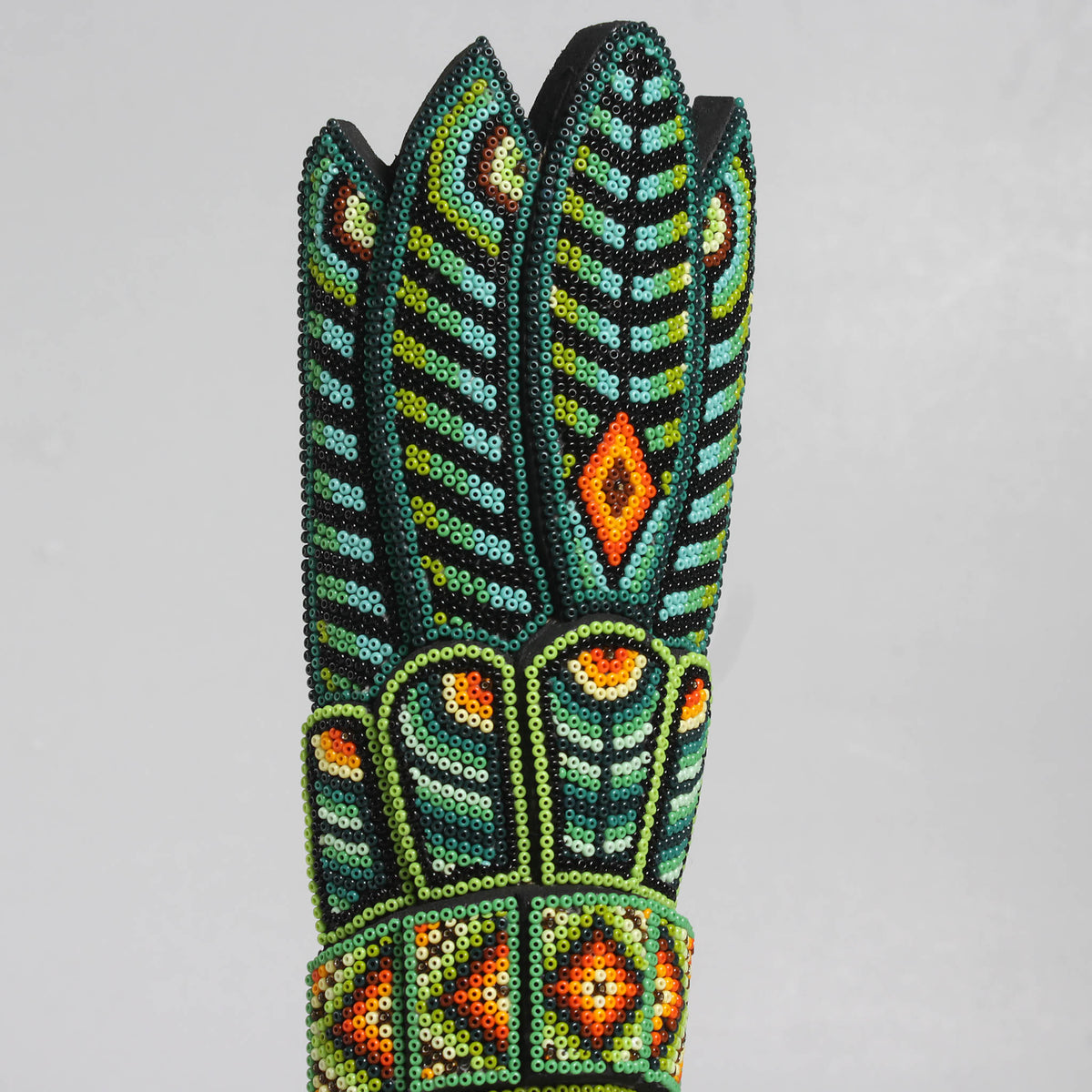Máscara del Asombro – Alargada 30 cm, Verde y Turquesa