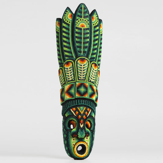 Máscara del Asombro – Alargada 30 cm, Verde Esmeralda y Menta