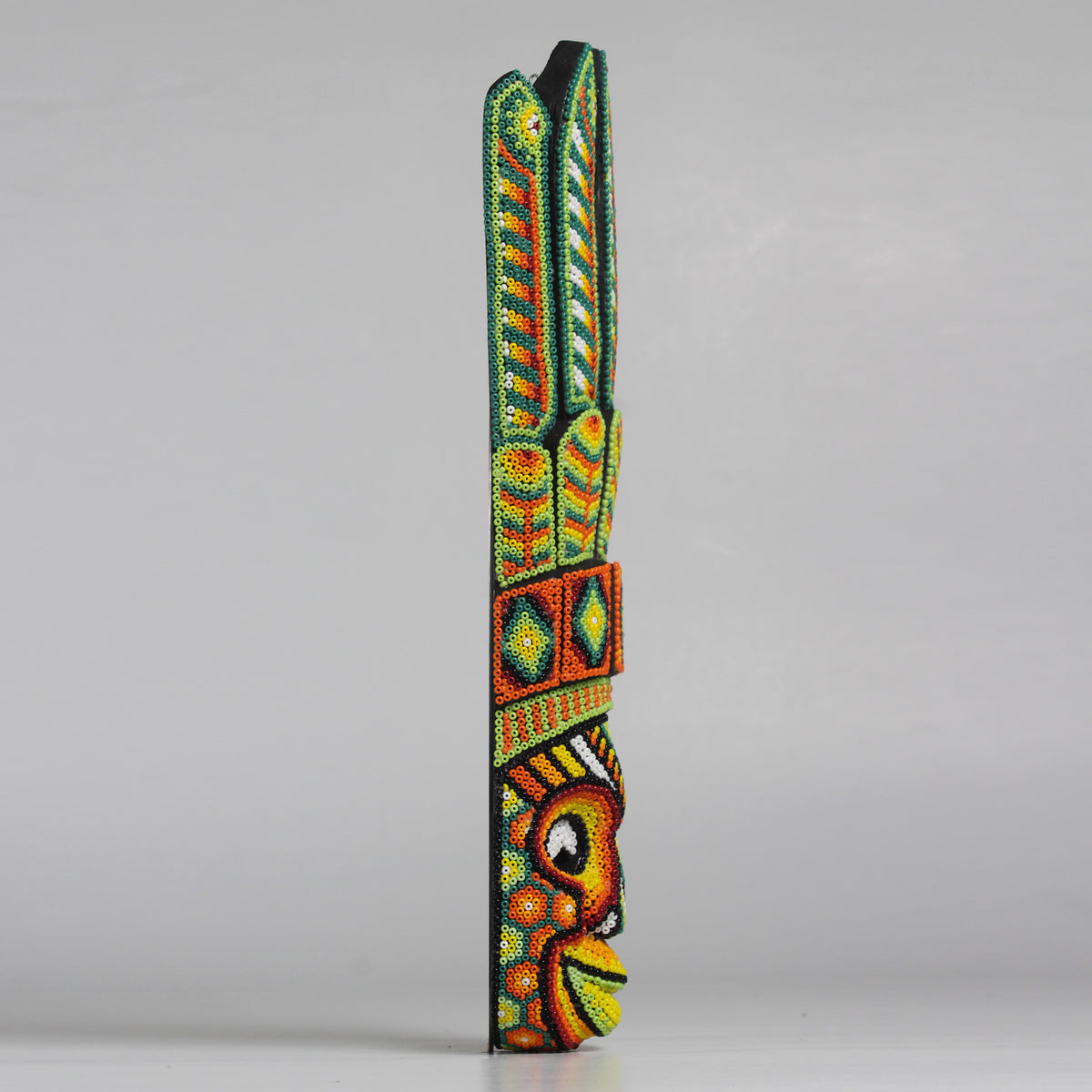 Máscara del Pensamiento Bonito – Alargada 30 cm, Verde y Naranja