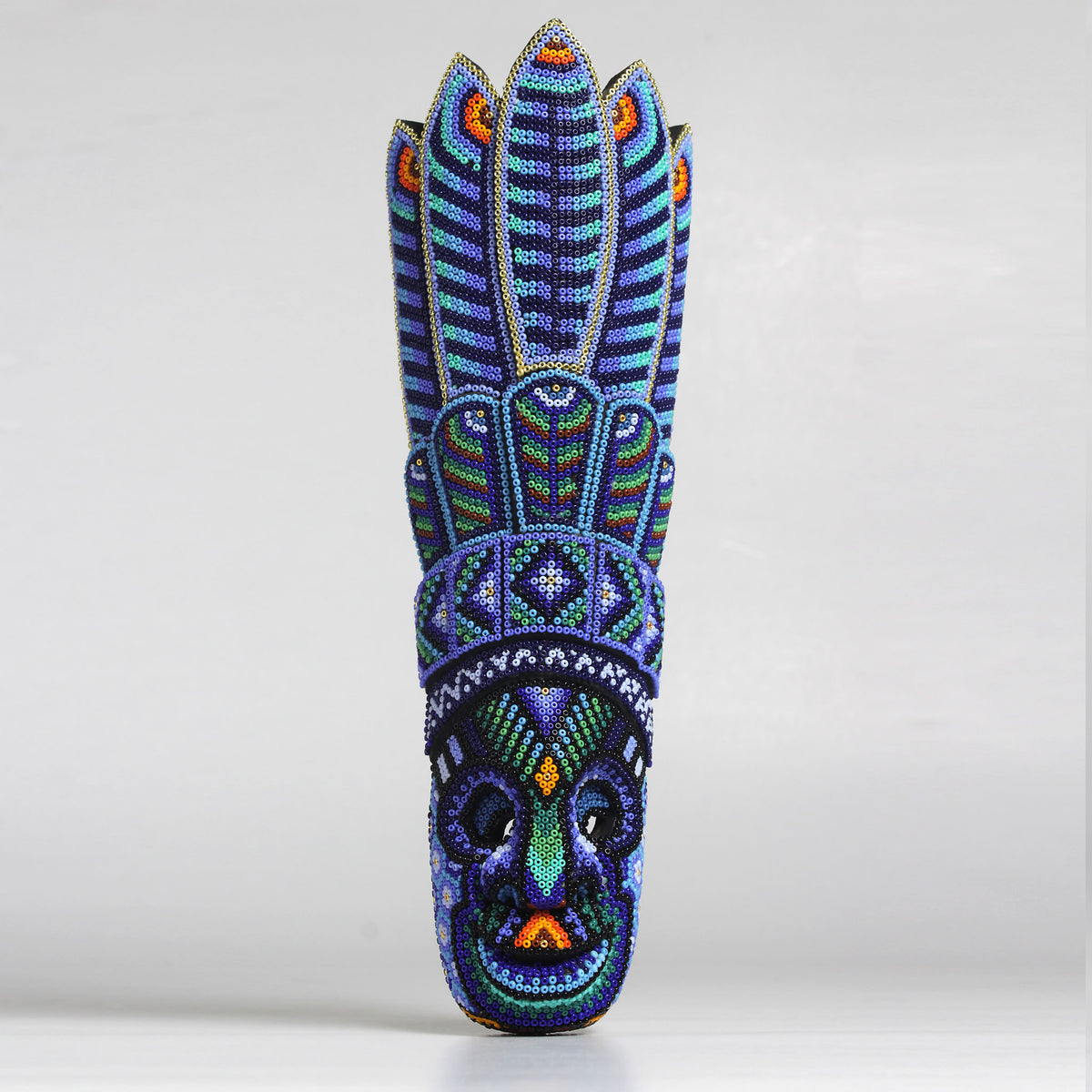 Máscara del Pensamiento Bonito – Alargada 30 cm, Azul Marino y Verde