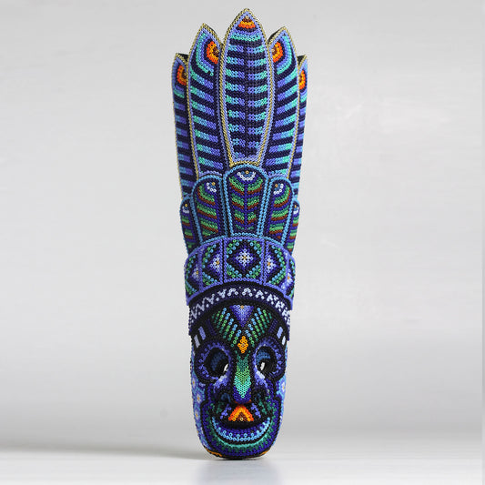 Máscara del Pensamiento Bonito – Alargada 30 cm, Azul Marino y Verde