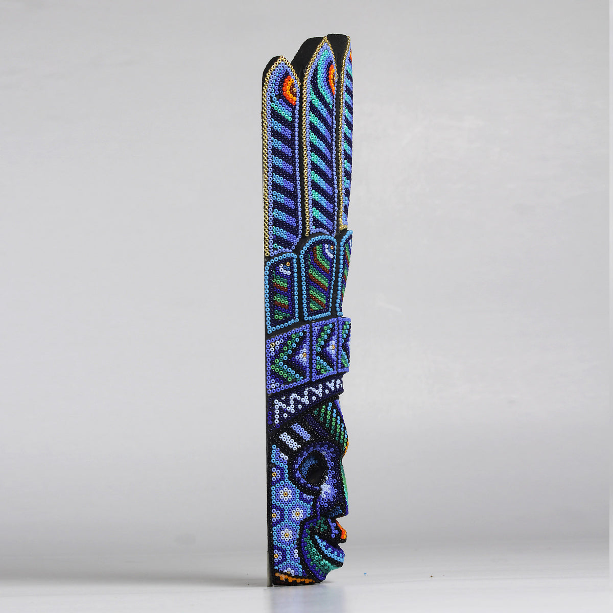Máscara del Pensamiento Bonito – Alargada 30 cm, Azul Marino y Verde