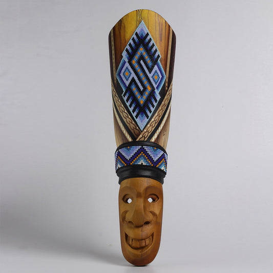 Máscara de la Alegría – Alargada 40 cm, Símbolo del Oso, Azul