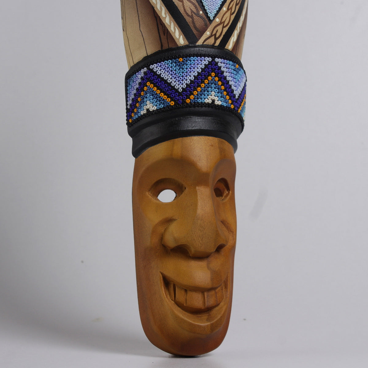 Máscara de la Alegría – Alargada 40 cm, Símbolo del Oso, Azul