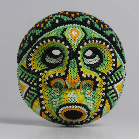 Máscara del Asombro - Redonda 10 cm, Verde y Amarilla