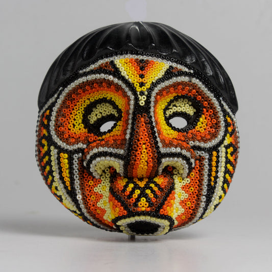Máscara del Asombro – Redonda 10 cm, Naranja y Amarillo