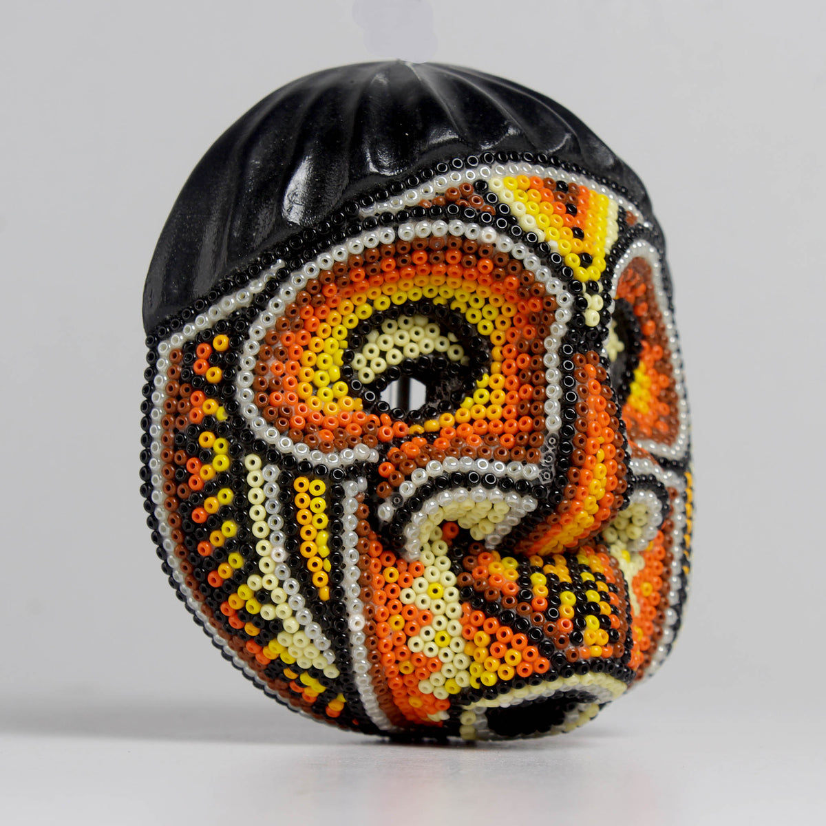 Máscara del Asombro – Redonda 10 cm, Naranja y Amarillo