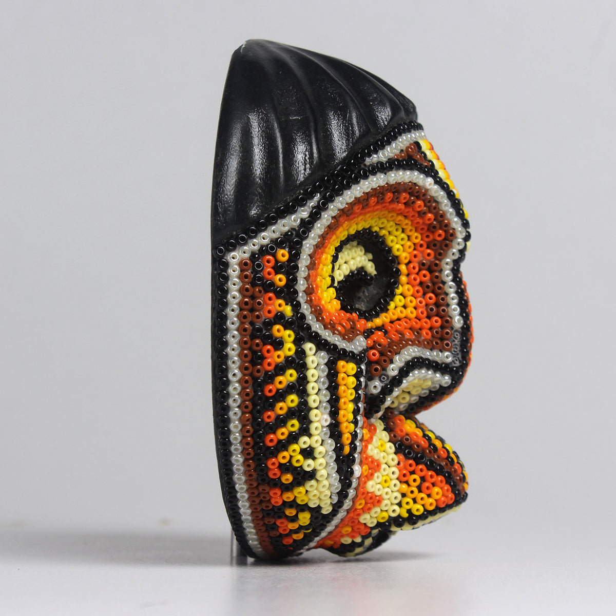 Máscara del Asombro – Redonda 10 cm, Naranja y Amarillo