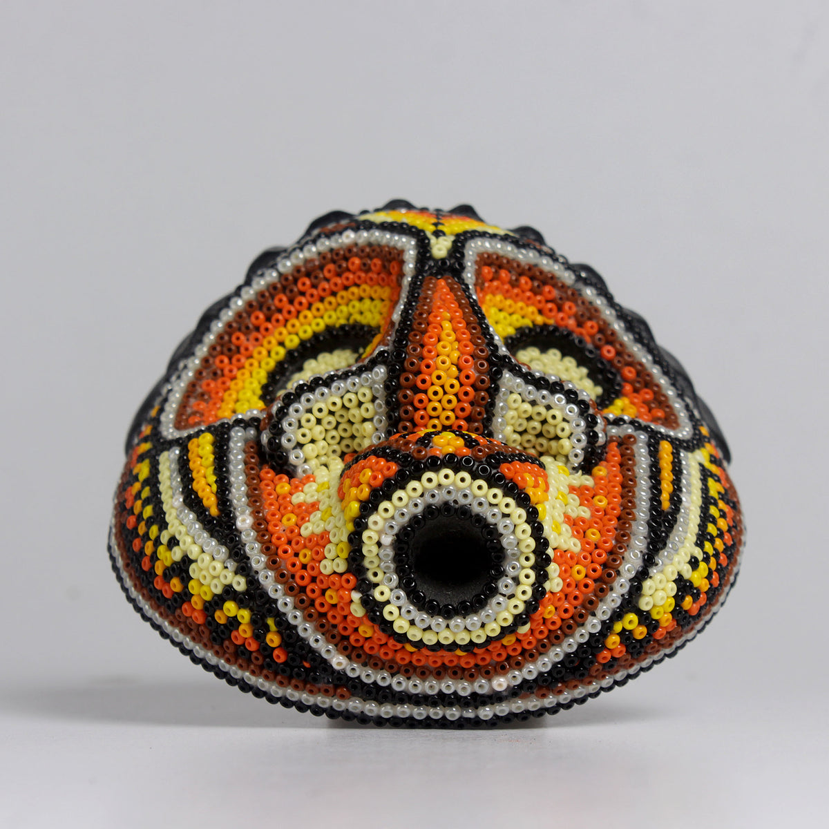 Máscara del Asombro – Redonda 10 cm, Naranja y Amarillo