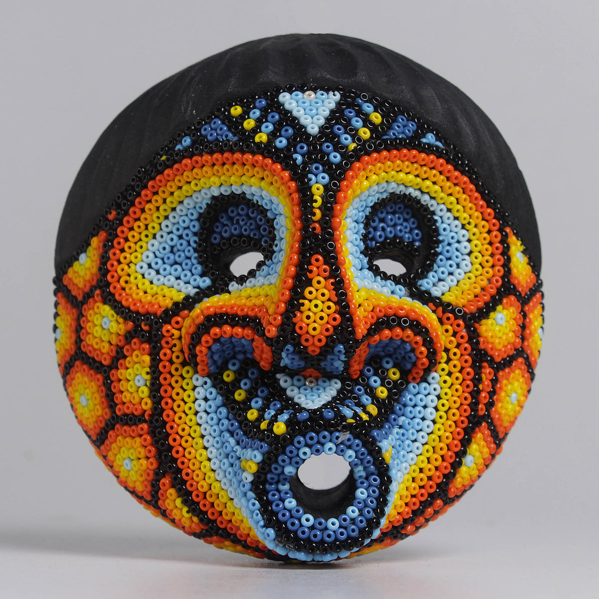 Máscara del Asombro - Redonda 10 cm, Celeste y Naranja