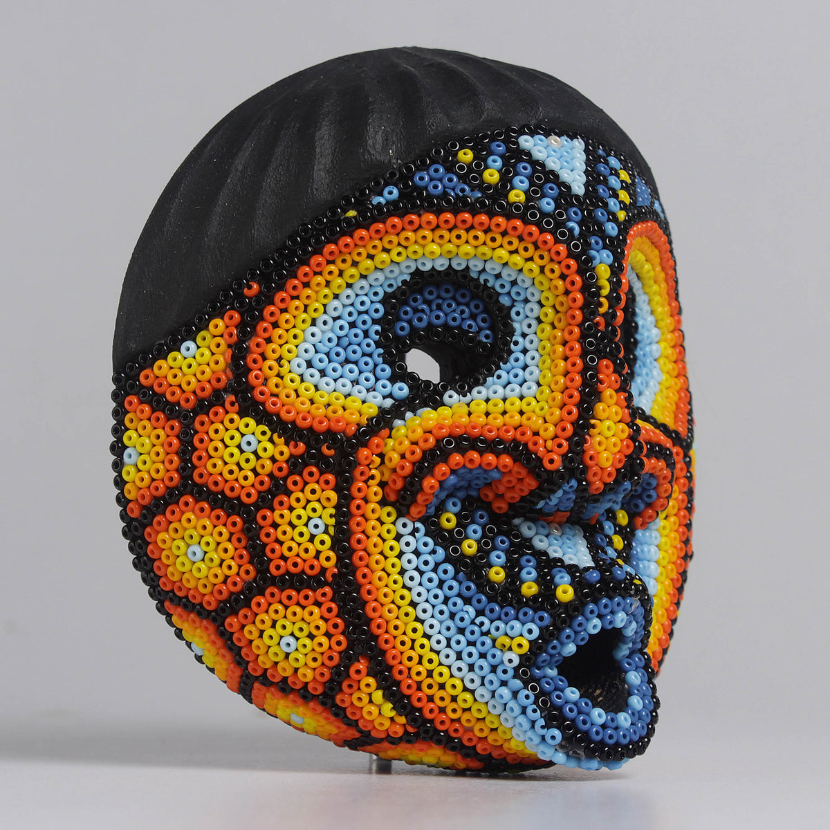 Máscara del Asombro - Redonda 10 cm, Celeste y Naranja