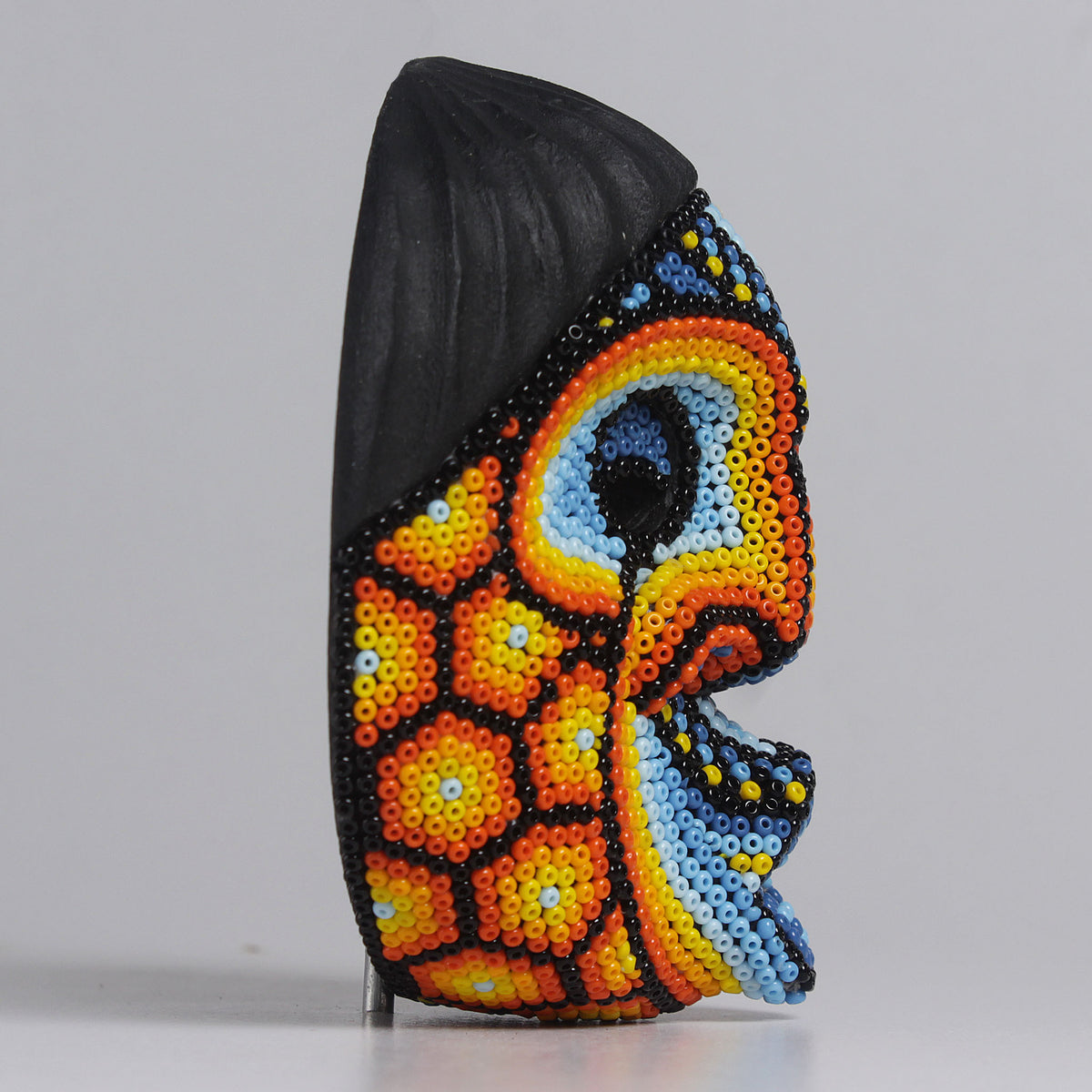 Máscara del Asombro - Redonda 10 cm, Celeste y Naranja