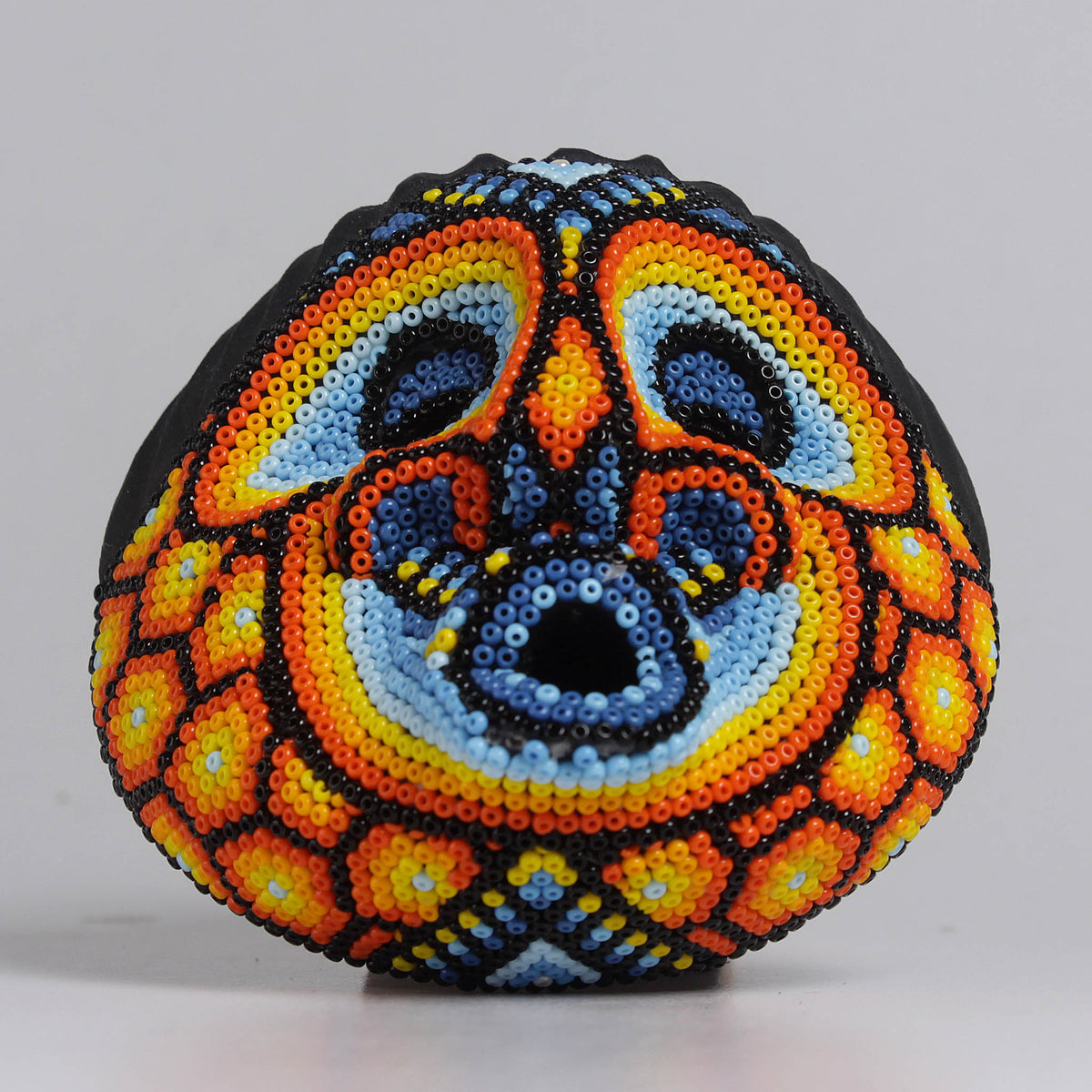 Máscara del Asombro - Redonda 10 cm, Celeste y Naranja