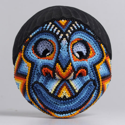 Máscara del Pensamiento Bonito - Redonda 10 cm, Azul y Naranja