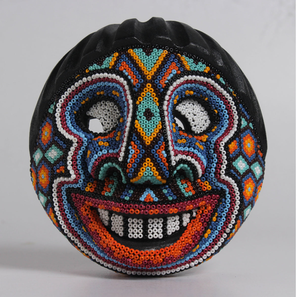 Máscara de la Alegría – Redonda 12 cm, Azul y Naranja