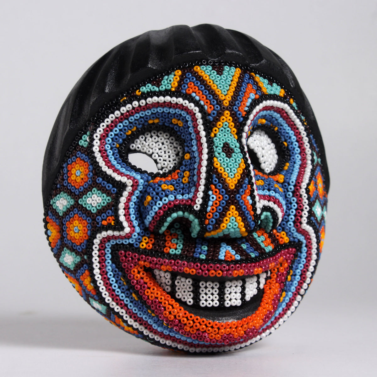 Máscara de la Alegría – Redonda 12 cm, Azul y Naranja