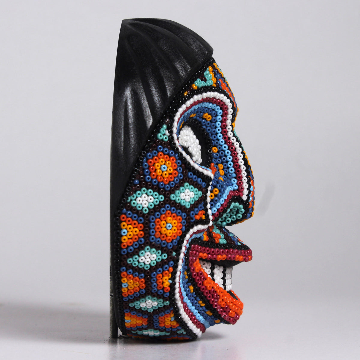 Máscara de la Alegría – Redonda 12 cm, Azul y Naranja