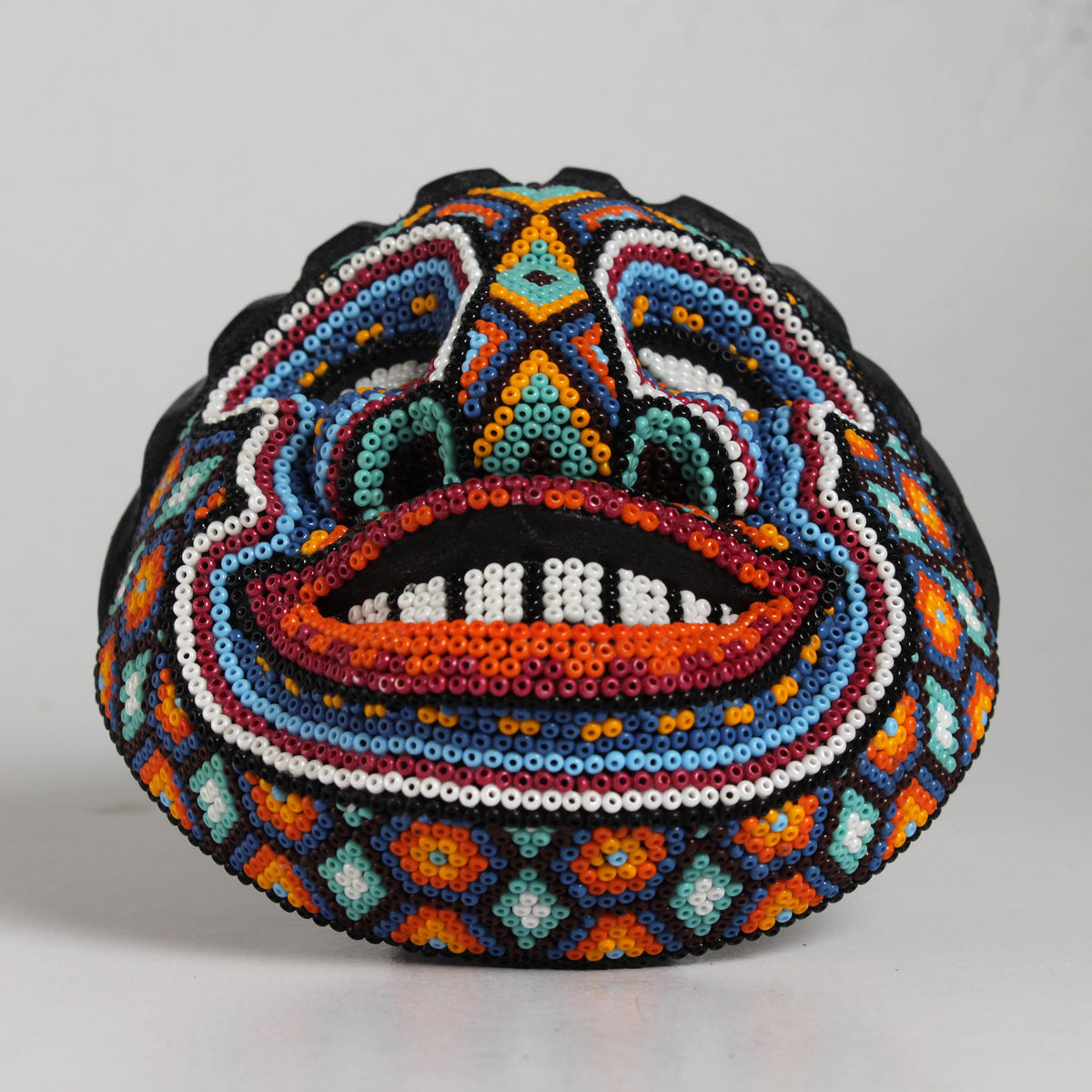 Máscara de la Alegría – Redonda 12 cm, Azul y Naranja
