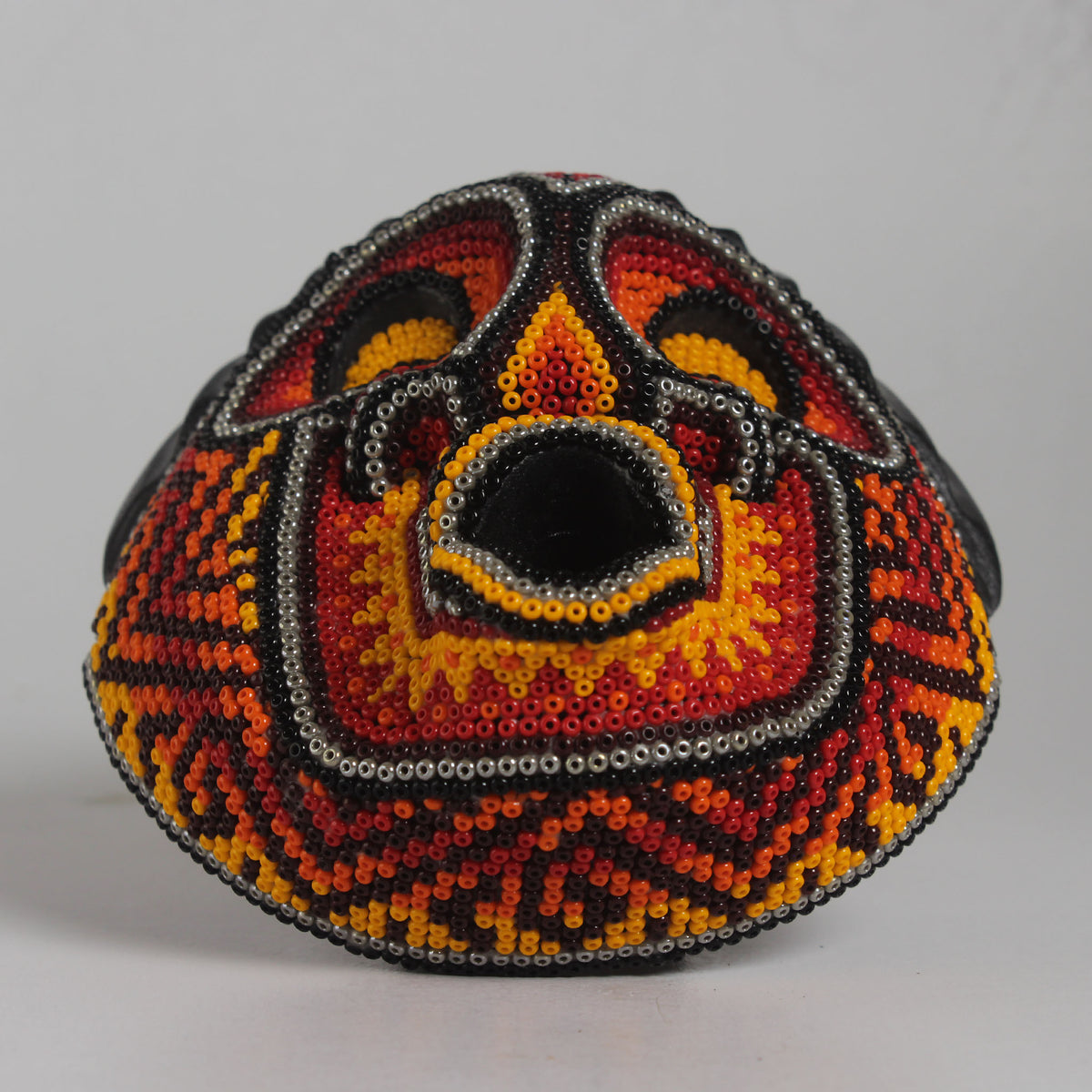 Máscara del Asombro – Redonda 12 cm, Naranja y Rojo