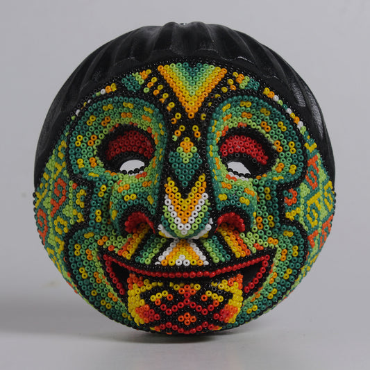 Máscara de la Burla – Redonda 12 cm, Verde y Amarillo