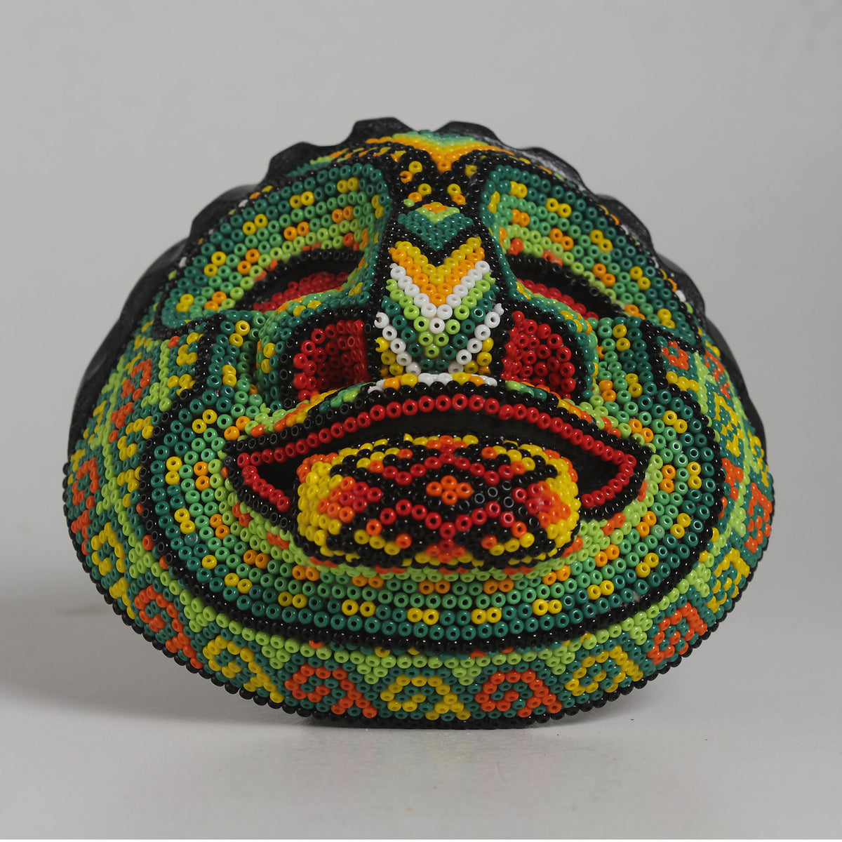 Máscara de la Burla – Redonda 12 cm, Verde y Amarillo