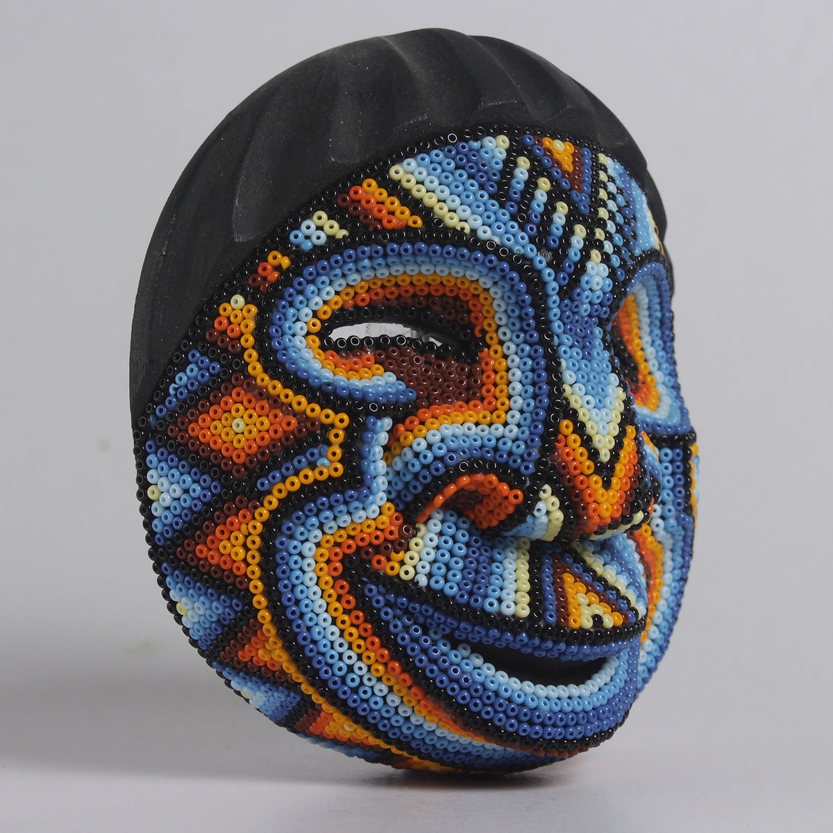 Máscara del Pensamiento Bonito – Redonda 12 cm, Azul y Naranja