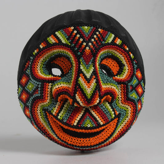 Máscara del Pensamiento Bonito – Redonda 12 cm, Verde y Naranja