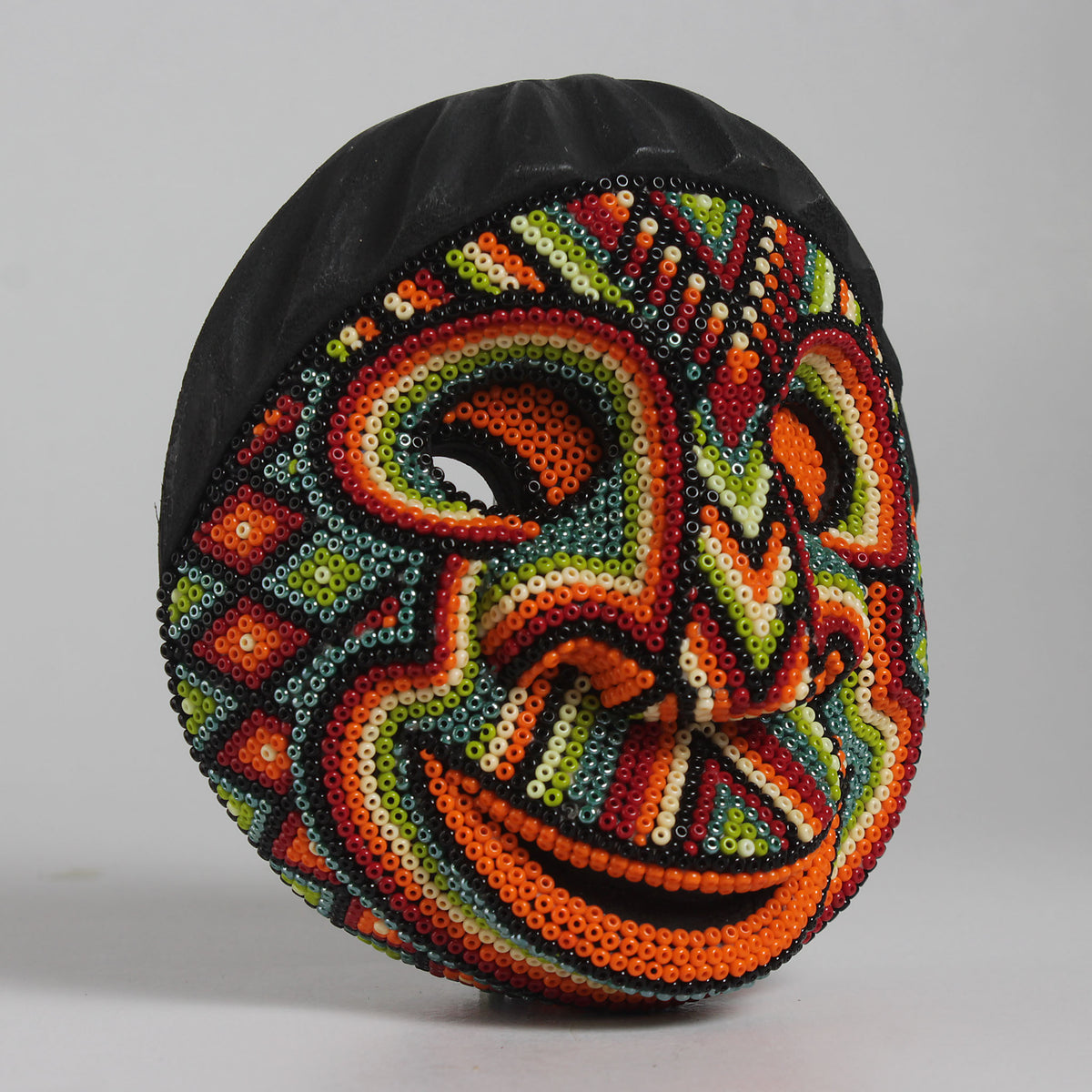 Máscara del Pensamiento Bonito – Redonda 12 cm, Verde y Naranja