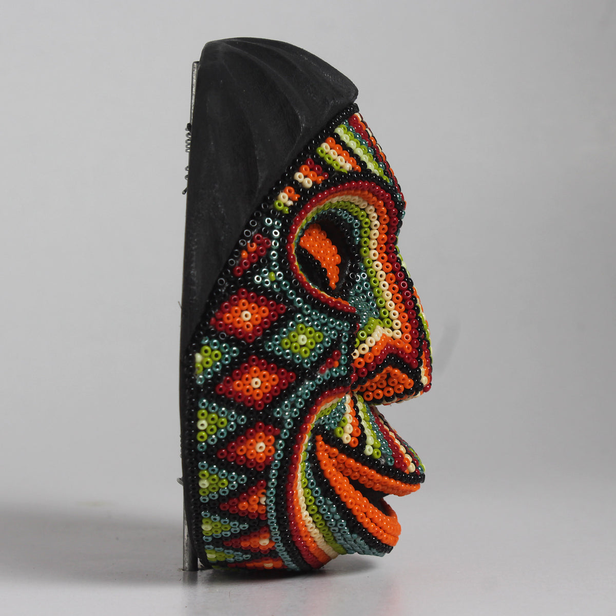 Máscara del Pensamiento Bonito – Redonda 12 cm, Verde y Naranja