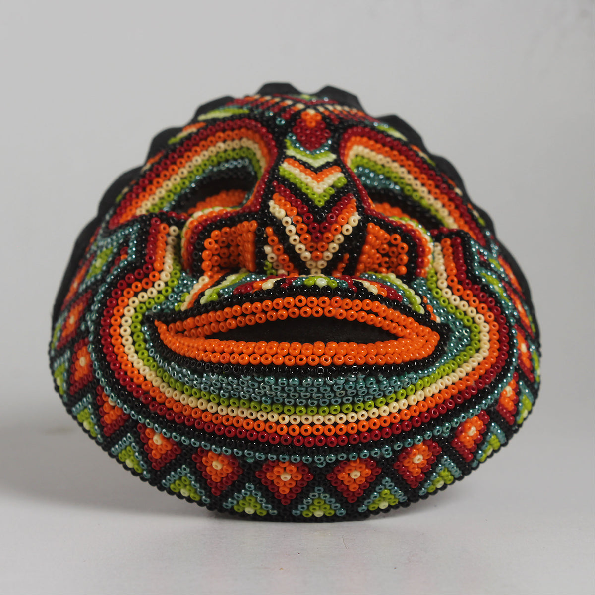 Máscara del Pensamiento Bonito – Redonda 12 cm, Verde y Naranja