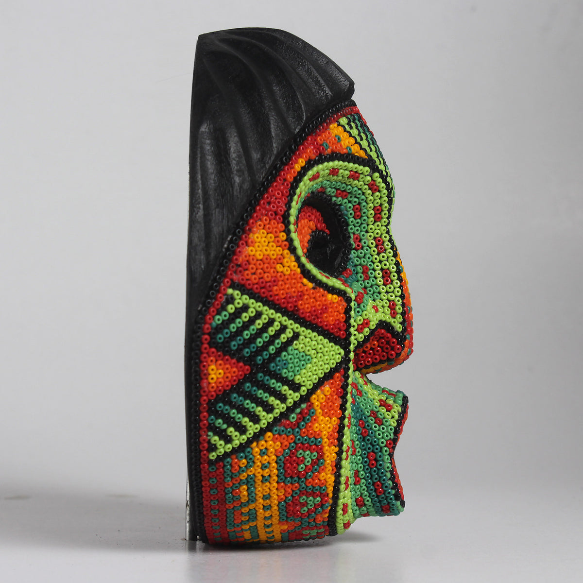 Máscara del Asombro – Redonda 15 cm, Verde y Naranja