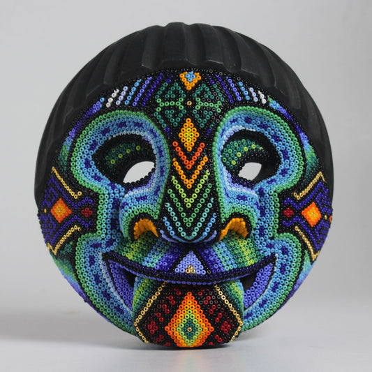 Máscara de la Burla – Redonda 15 cm, Azul y Verde