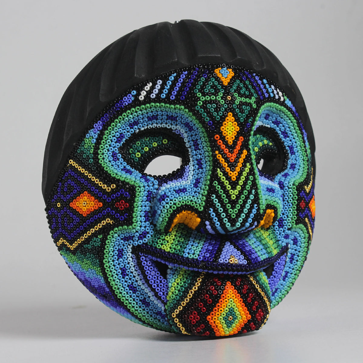 Máscara de la Burla – Redonda 15 cm, Azul y Verde