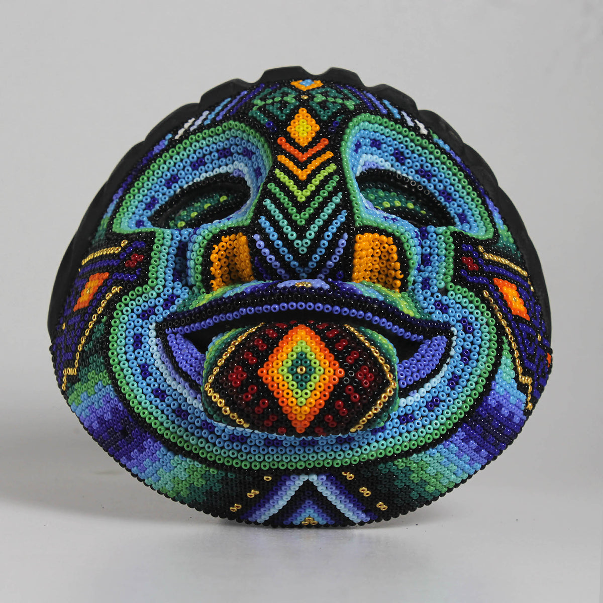 Máscara de la Burla – Redonda 15 cm, Azul y Verde