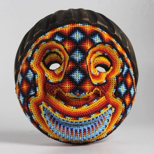 Máscara del Pensamiento Bonito – Redonda 15 cm, Naranja y Amarillo
