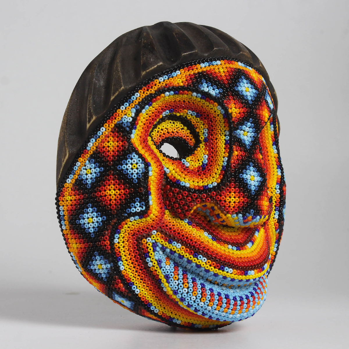 Máscara del Pensamiento Bonito – Redonda 15 cm, Naranja y Amarillo