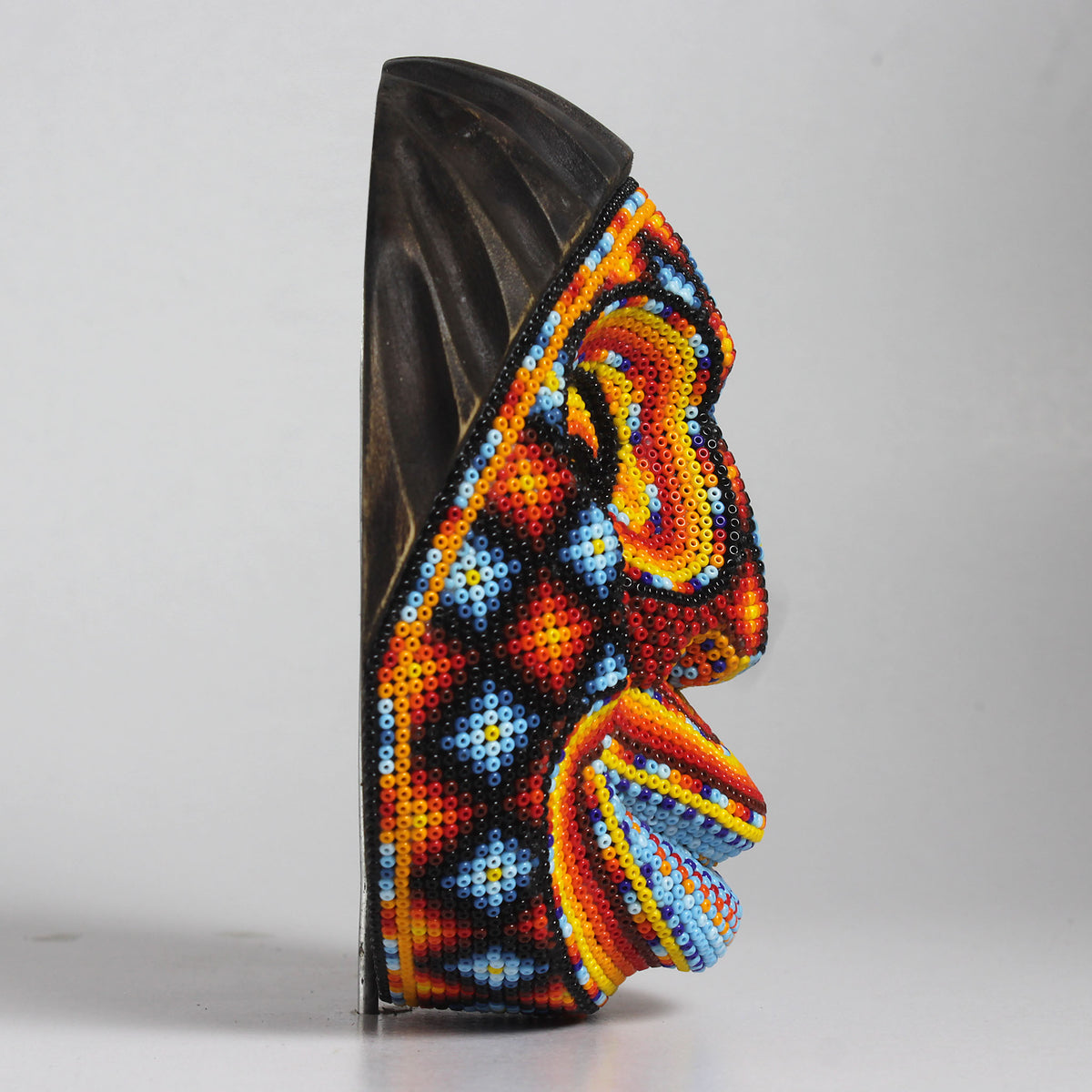 Máscara del Pensamiento Bonito – Redonda 15 cm, Naranja y Amarillo