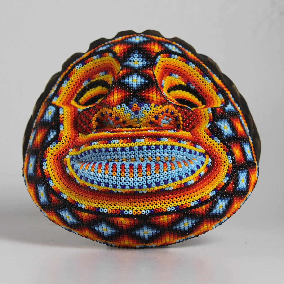 Máscara del Pensamiento Bonito – Redonda 15 cm, Naranja y Amarillo